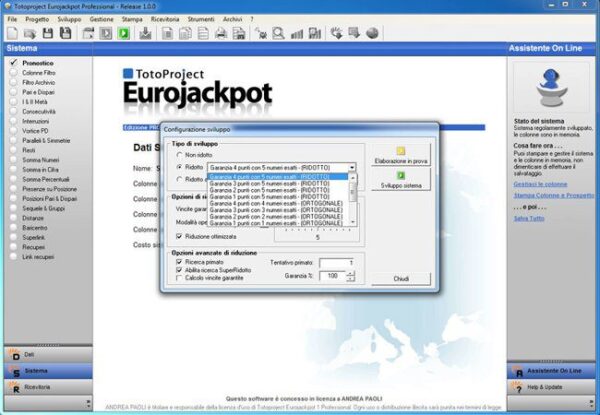 Eurojackpot 1.5 software professionale