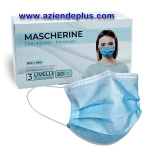 50 Mascherine chirurgiche IIR azzurro made in cina confezionate da 10