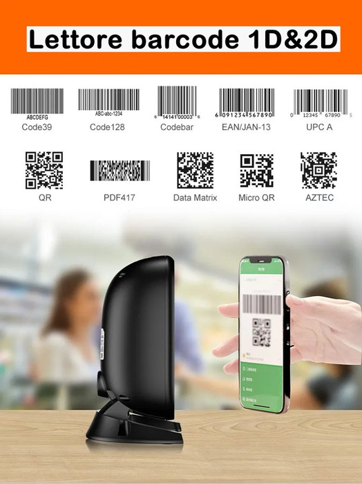 Scanner barcode 1/2D da tavolo inclinabile 3 Scanner barcode 1/2D da tavolo inclinabile